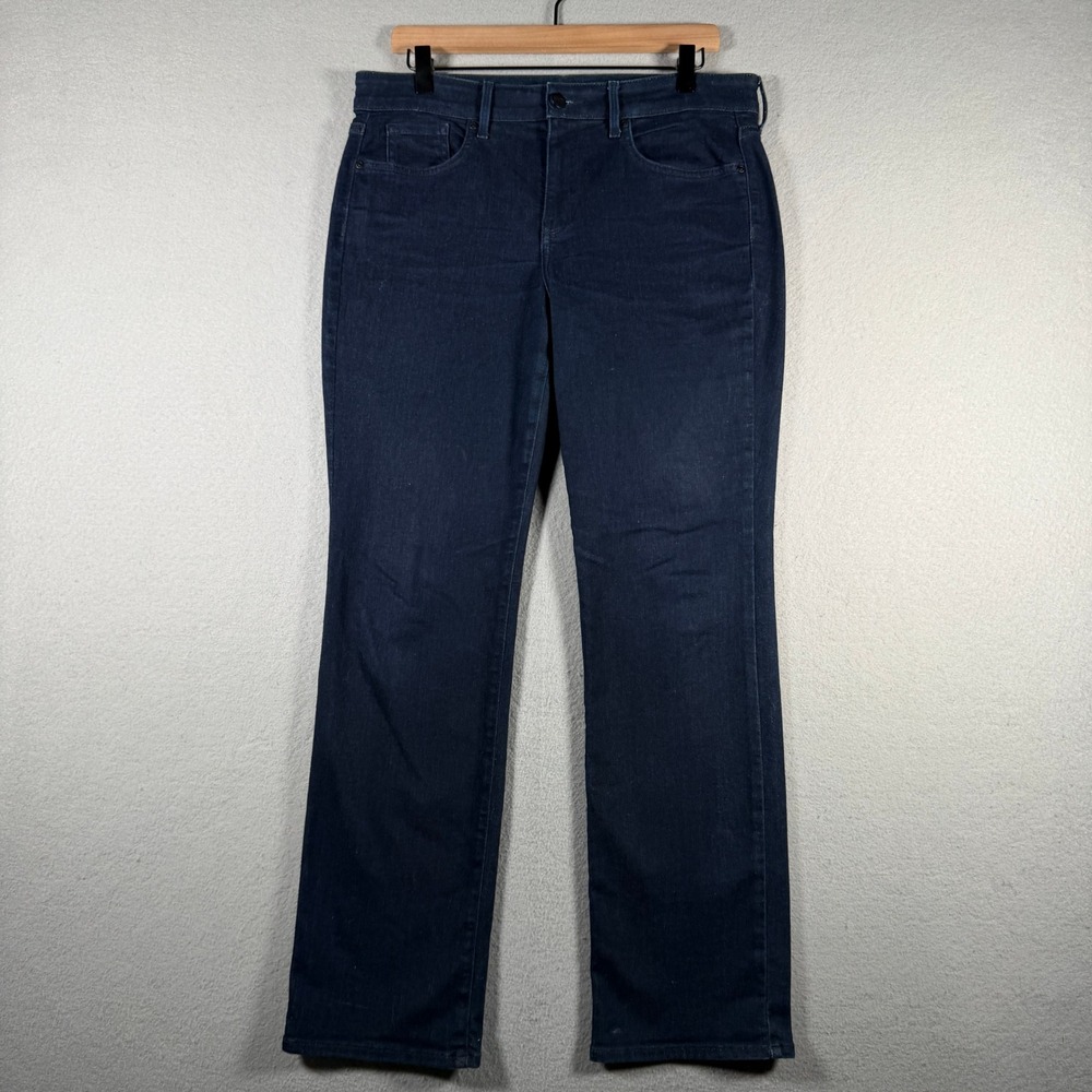 NYDJ Marilyn Straight Leg Jeans Dark Blue Wash Lift Tuck 10P PDNM2013